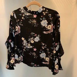 Women’s Vadim Ruffle Sleeve Black Blouse Top S